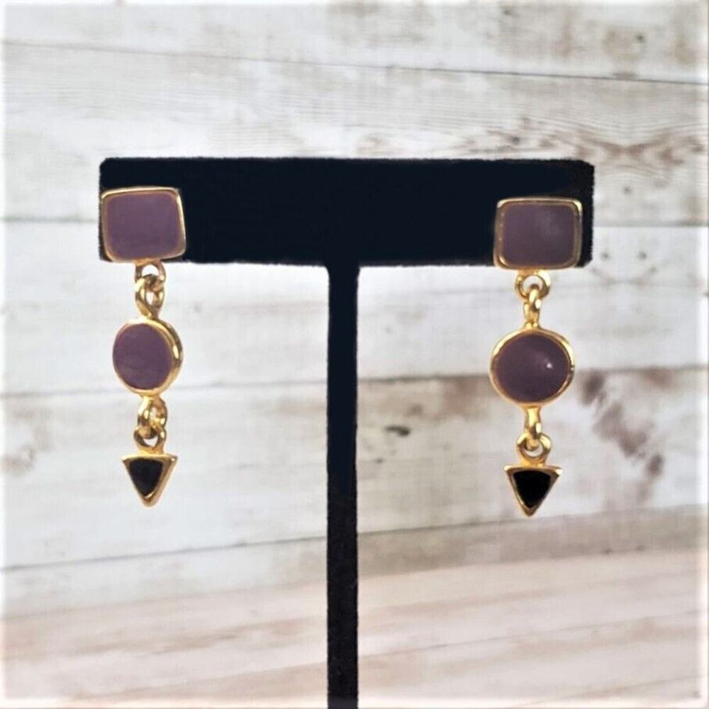 Vintage Earrings for Pierced Ears Mauve Shapes Dangle
